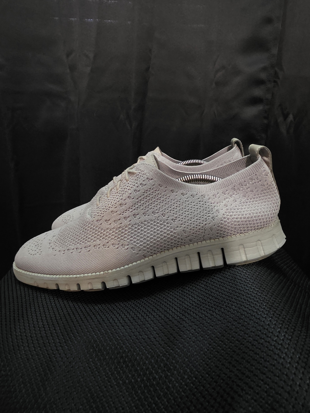 Cole Haan Knit Lace-Up Sneaker in Pale Pink and White